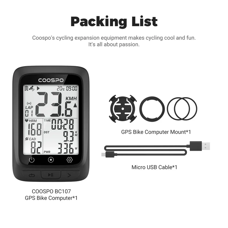 Ciclocomputer Coospo Gps BC107 - Nero
