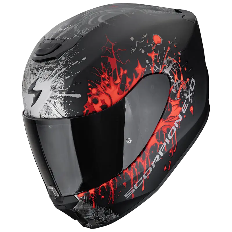 SCORPION EXO-391 WOLF CASCHI DI MOTO NERO MATE ARGENTO ROSSO