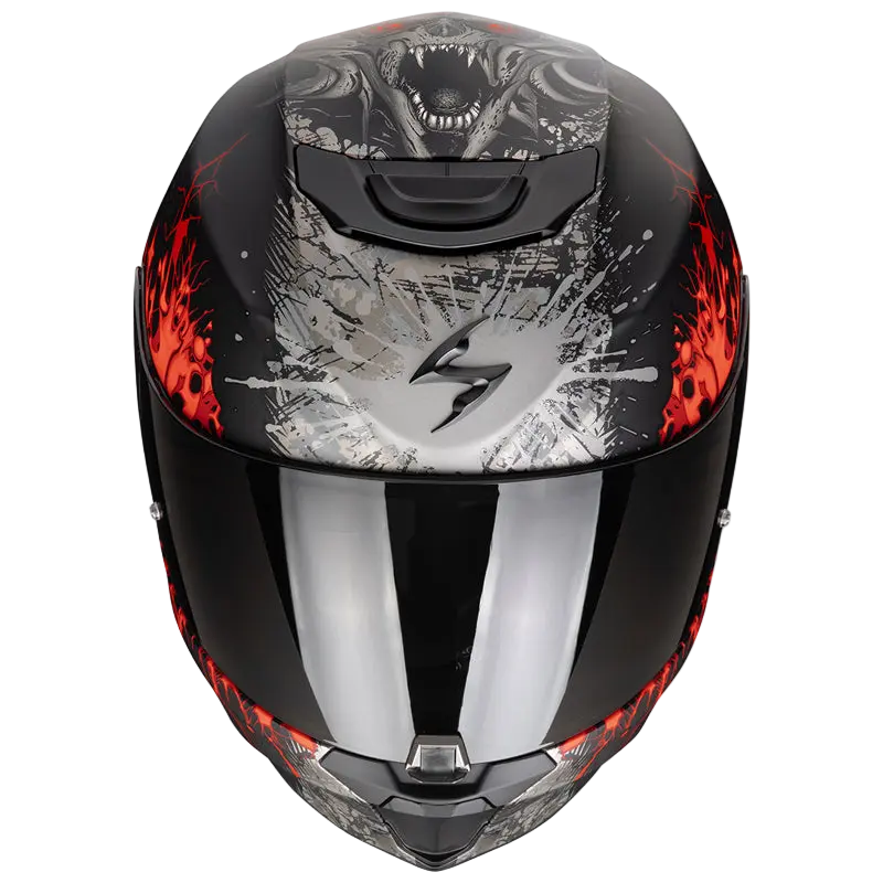 SCORPION EXO-391 WOLF CASCHI DI MOTO NERO MATE ARGENTO ROSSO