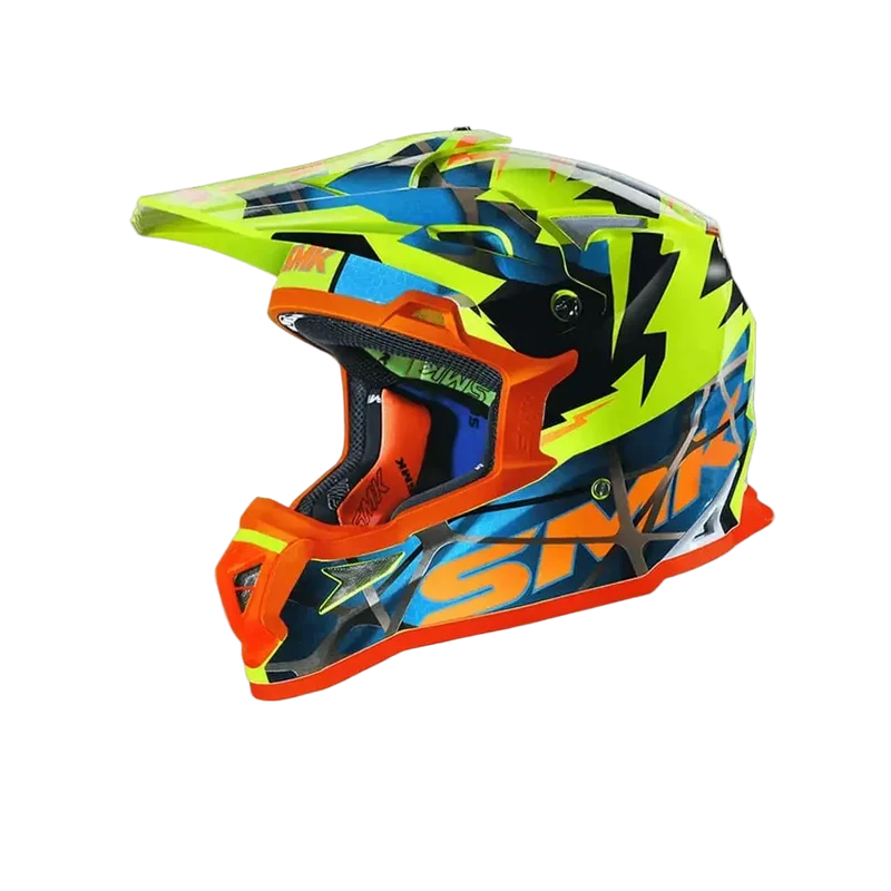 SMK ALLTERRA FULMINE GL457 CROSS CASCHI DI MOTO GIALLO FLOU BLU ARANCIONE