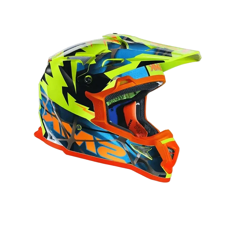 SMK ALLTERRA FULMINE GL457 CROSS CASCHI DI MOTO GIALLO FLOU BLU ARANCIONE