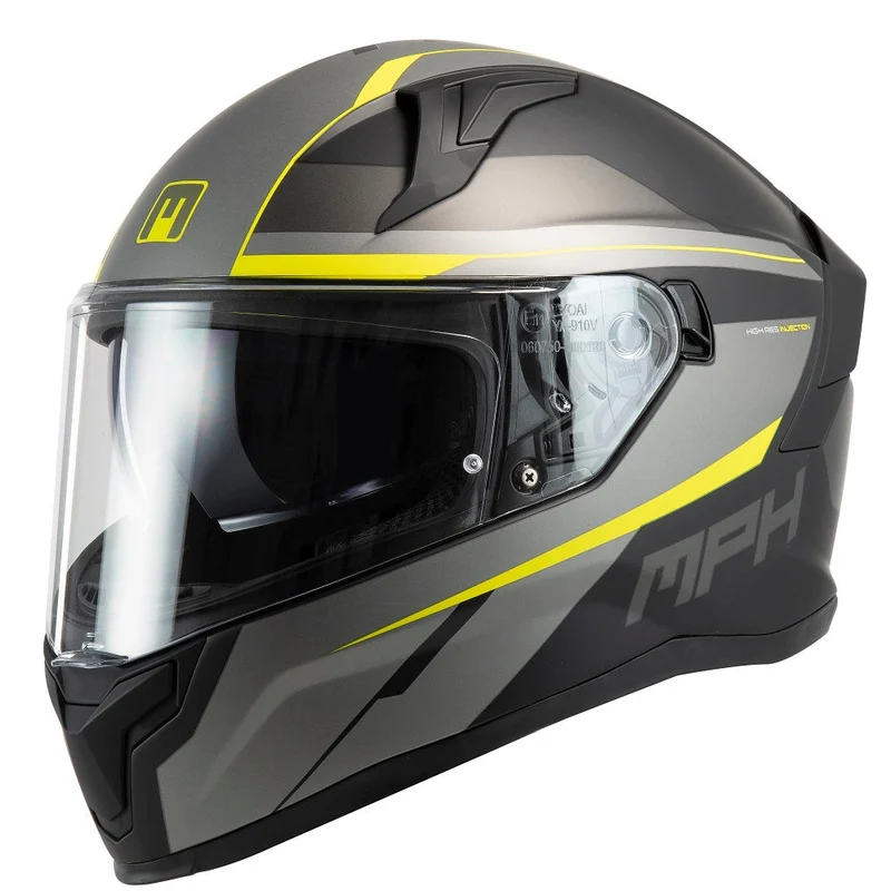 CASCO INTEGRALE MPH TIGER ECE-22-06 NERO GRIGIO GIALLO OPACO