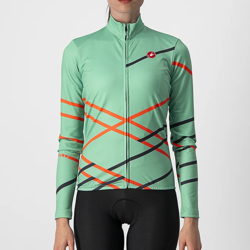 Maglia maniche lunghe donna Castelli Diagonal - Verde Acqua