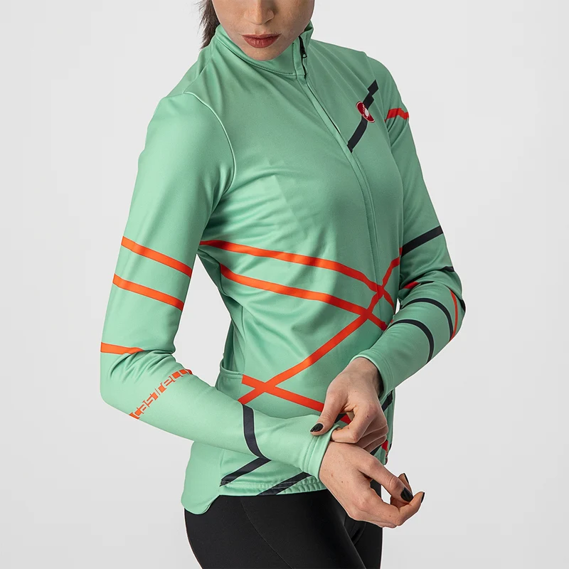 Maglia maniche lunghe donna Castelli Diagonal - Verde Acqua