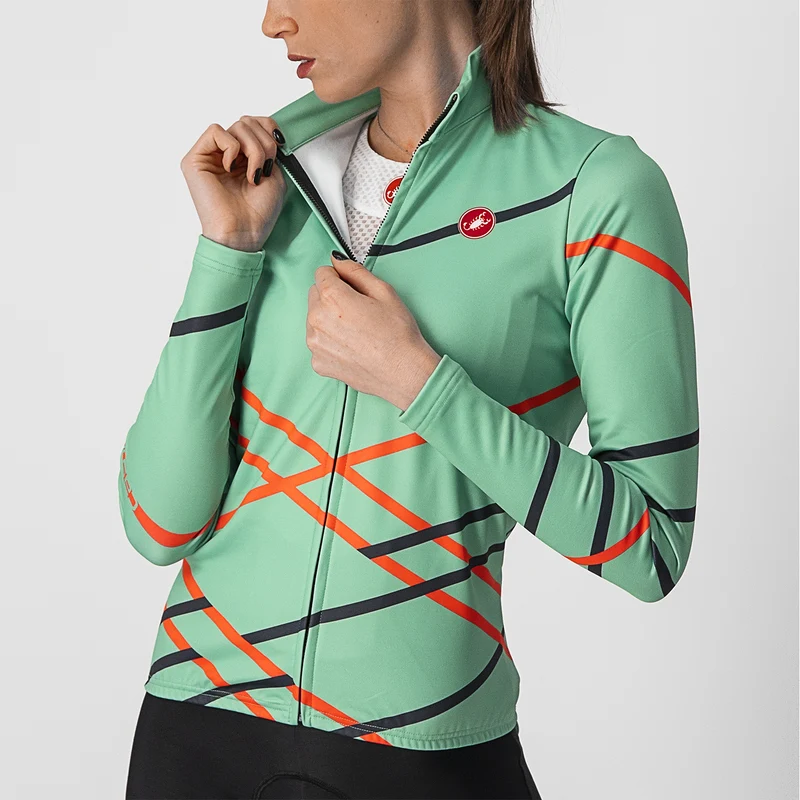 Maglia maniche lunghe donna Castelli Diagonal - Verde Acqua