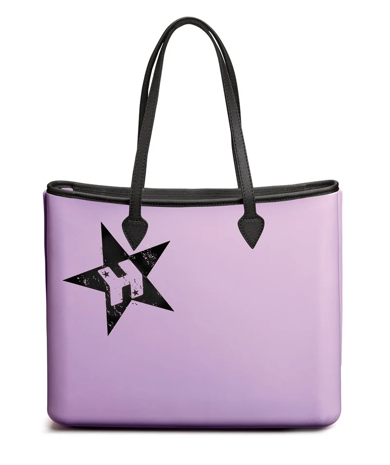 BORSA DONNA HB100V VIOLA CON STAMPA NERA KEVIK
