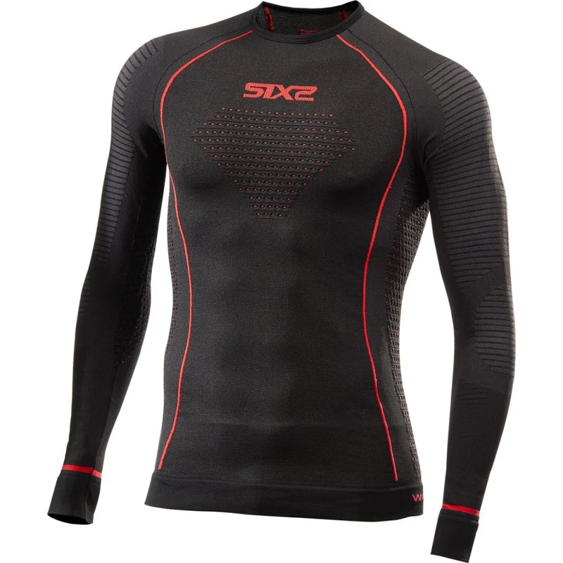 MAGLIA MANICA LUNGA SIX BLAZEFIT UNDERWEAR NERA ROSSA