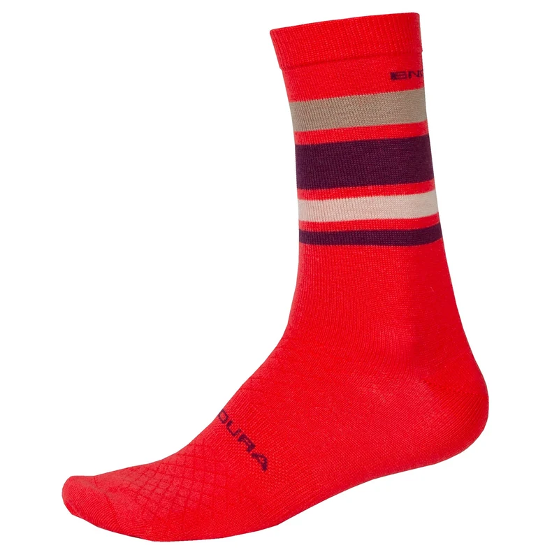 Calze Endura Baabaa Merino Stripe - Rosso viola