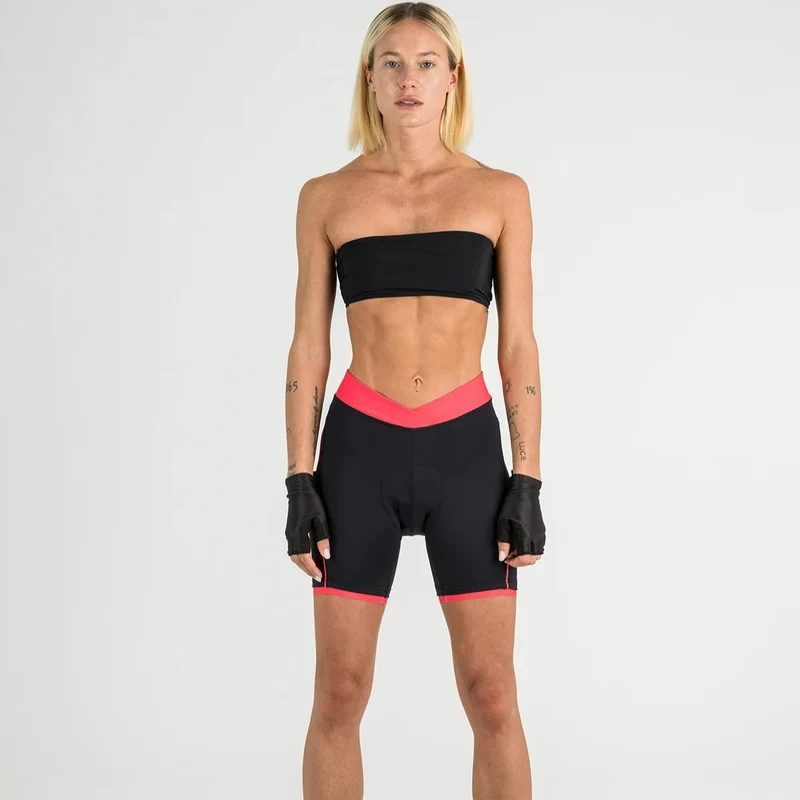 Pantaloncini donna Rh+ Pista - Nero rosa