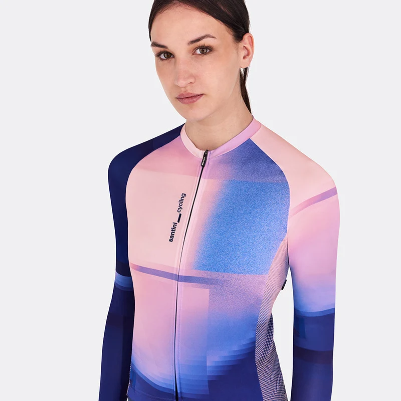 Maglia maniche lunghe Santini Luce - Rosa blu