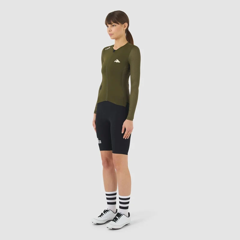 Maglia donna maniche lunghe Cafe du Cycliste Roxane - Verde