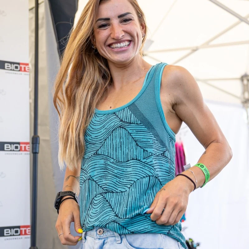 Maglia intima donna senza maniche Biotex Sprint - Azzurro