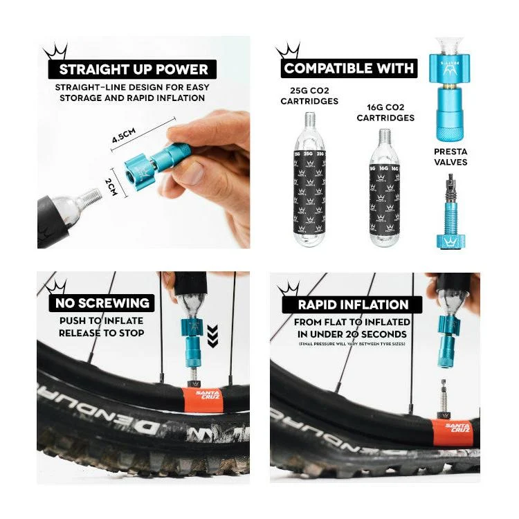 Erogatore CO2 Peaty's Holeshot Head - Azzurro