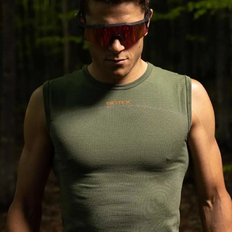 Maglia intima senza maniche Biotex + Carbon - Verde scuro