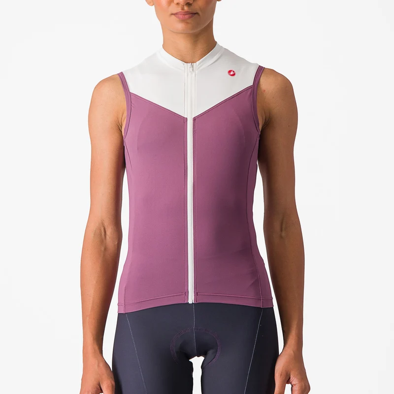 Maglia donna senza maniche Castelli Solaris - Bianco viola