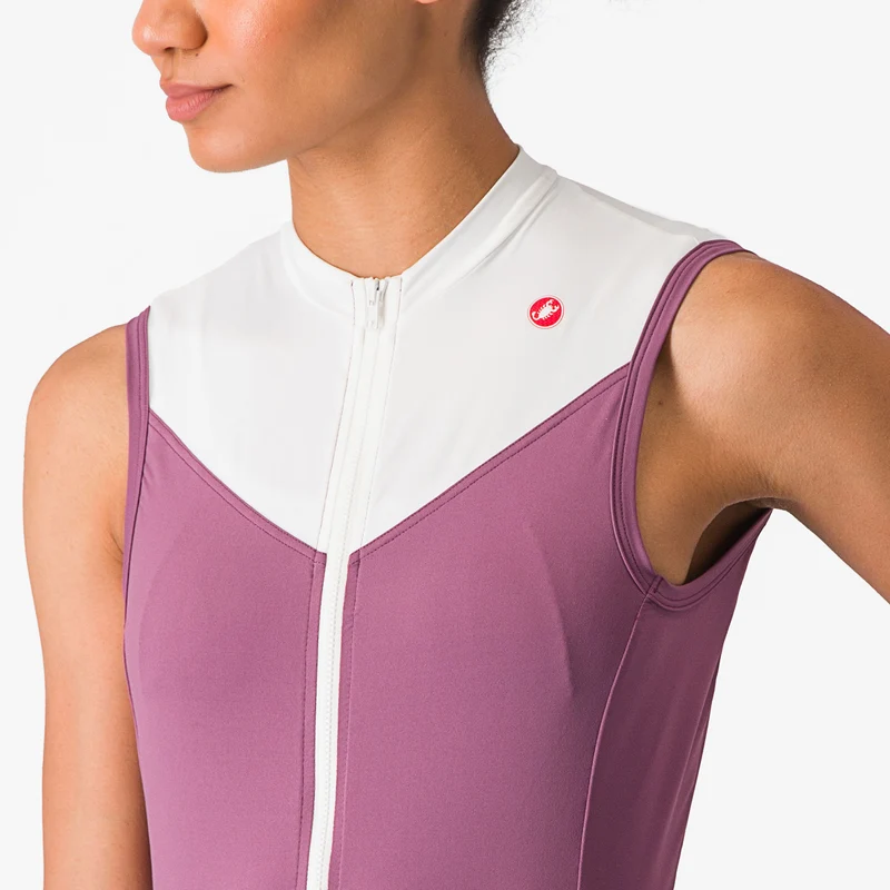 Maglia donna senza maniche Castelli Solaris - Bianco viola